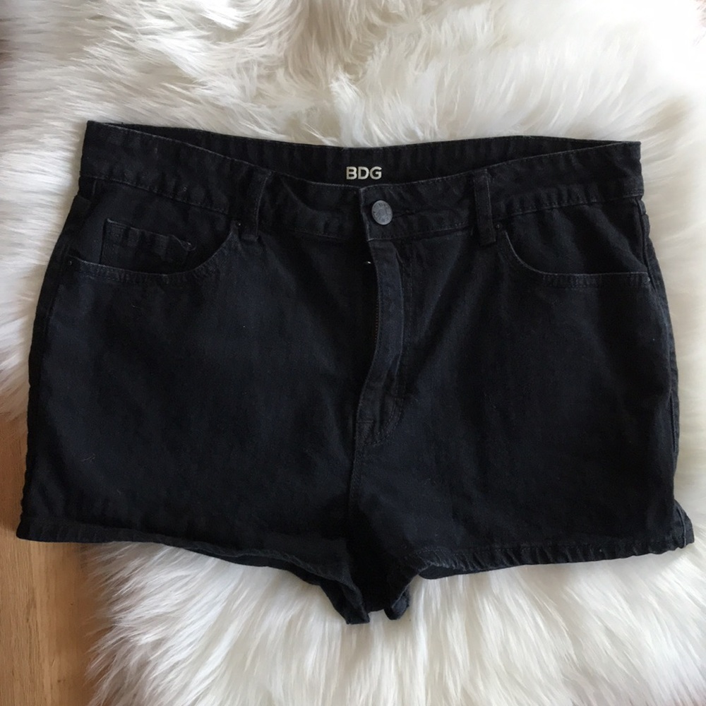 UO BDG high rise Erin black jean shorts